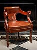 A very fine Empire carved mahogany fauteuil de bureau attributed to Jacob-Desmalter et Cie